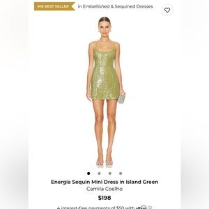 Camila Coelho Green Energia Sequin Mini Dress